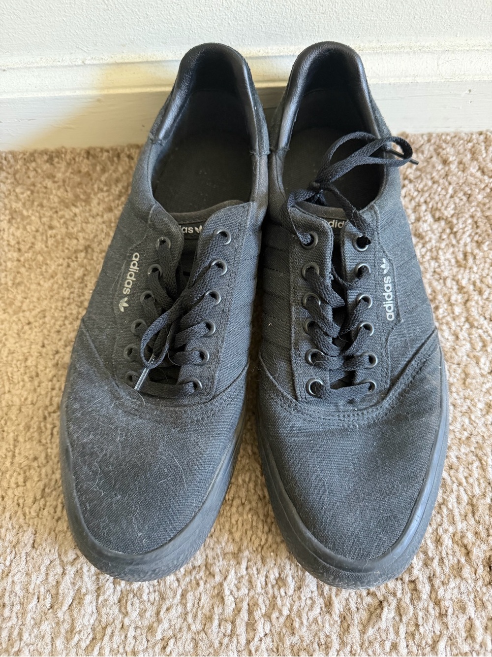 adidas Black Men's Canvas Low-Top Sneakers